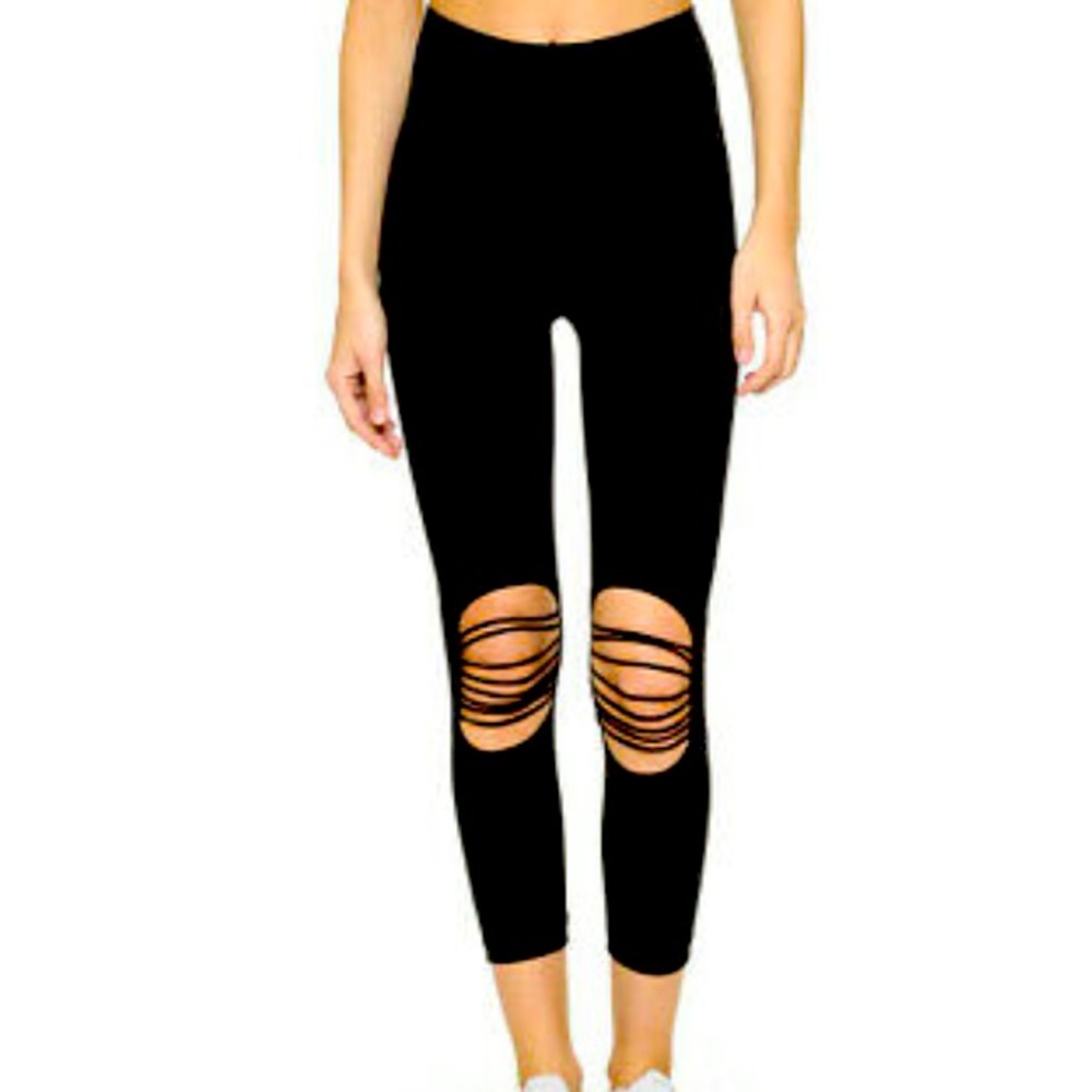 Phat Buddha ripped knee Capri leggings